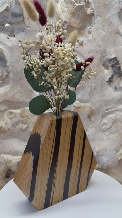 Vase en Chêne - Obsidienne